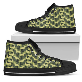 Camouflage Solider Military Dachshund Dog High Top Shoes