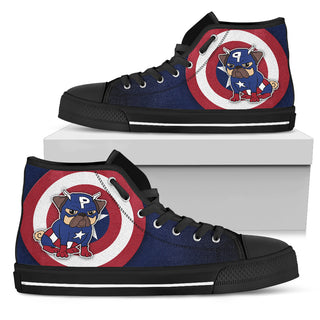 Funny Pug High Top Shoes Captain Pug