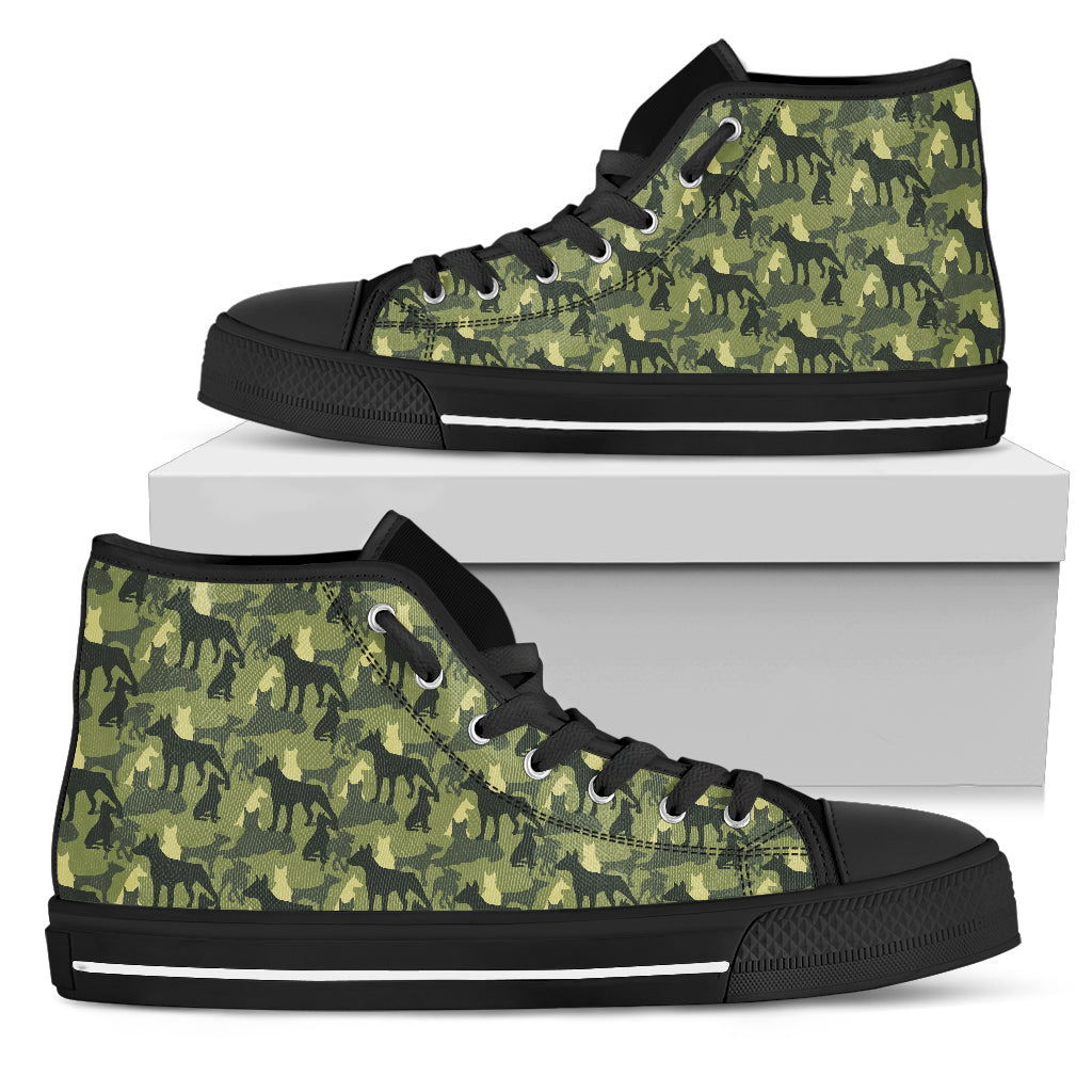 Camouflage Solider Military Doberman Dog High Top Shoes