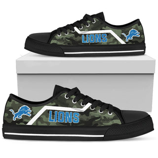 Camo Detroit Lions Logo Low Top Shoes