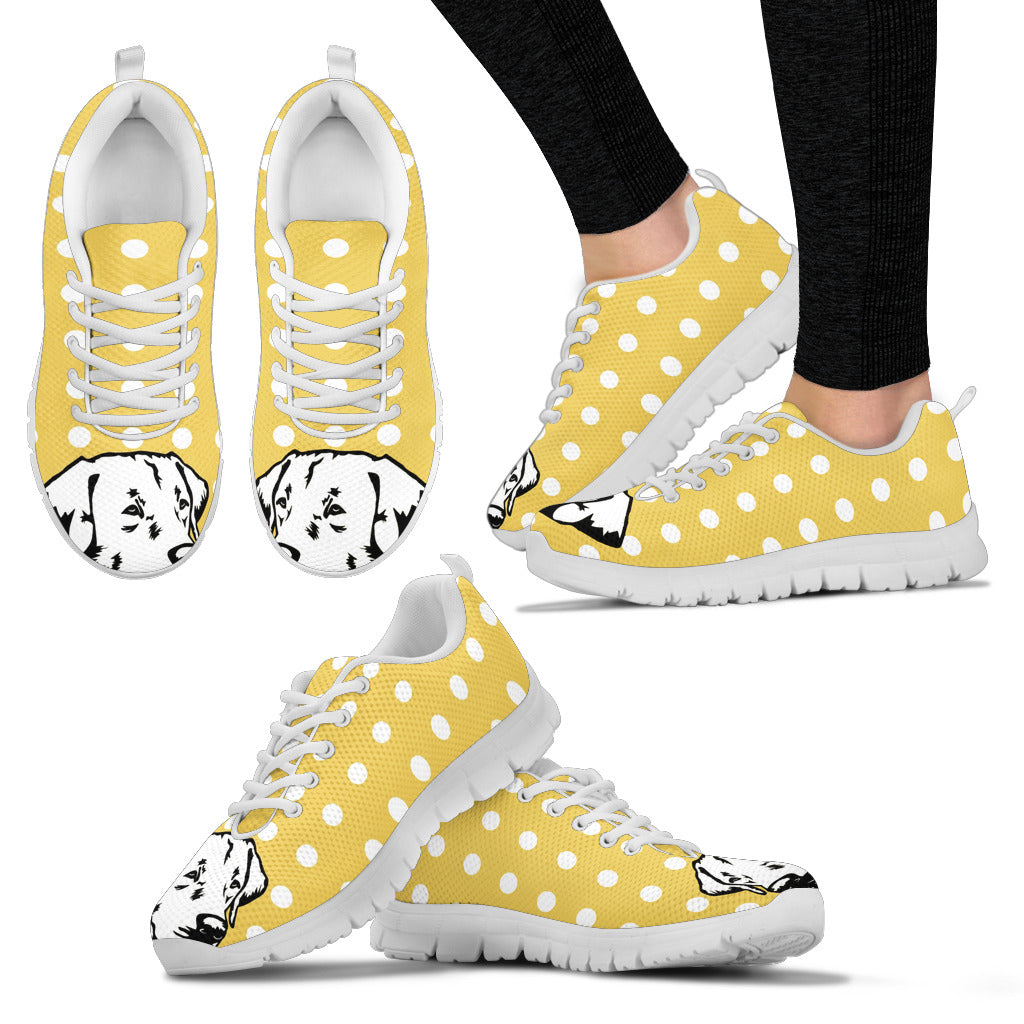 Pastel Yellow White Dot Vintage Labrador Face Sneakers