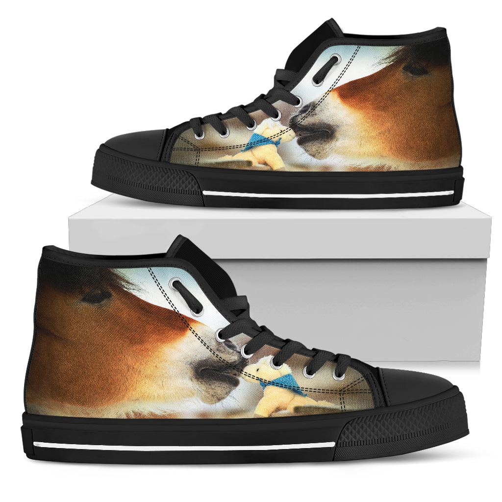Horse Kissing Softed Bear High Top Shoes