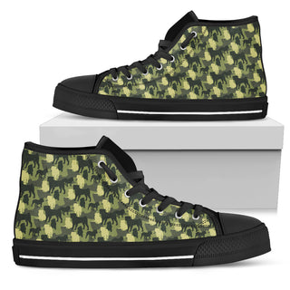 Camouflage Solider Military Pug Dog High Top Shoes