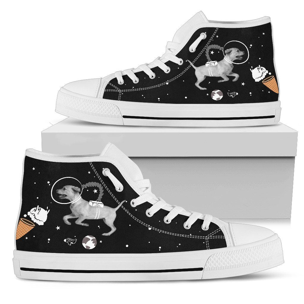 Labrado Astronaut Flying In Spaceman Suit Eating Ice Cream High Top Shoes