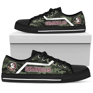 Camo Florida State Seminoles Logo Low Top Shoes