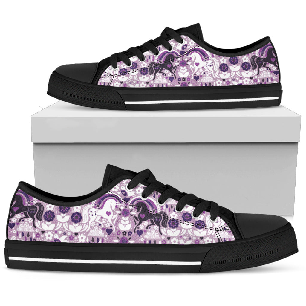 Unicorn White And Purple In Candy Garden Grape Lovely Low Top Shoes