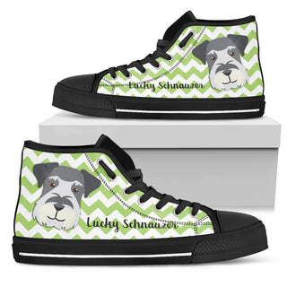 Green Wave Pattern Schnauzer High Top Shoes