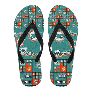 Color of Pride Flag Miami Dolphins Flip Flops