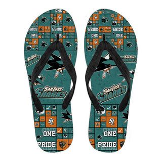 Color of Pride Flag San Jose Sharks Flip Flops