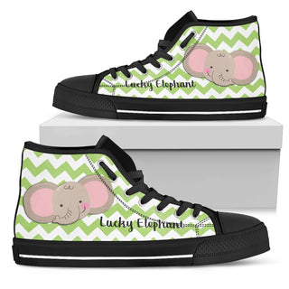 Green Wave Pattern Elephant High Top Shoes