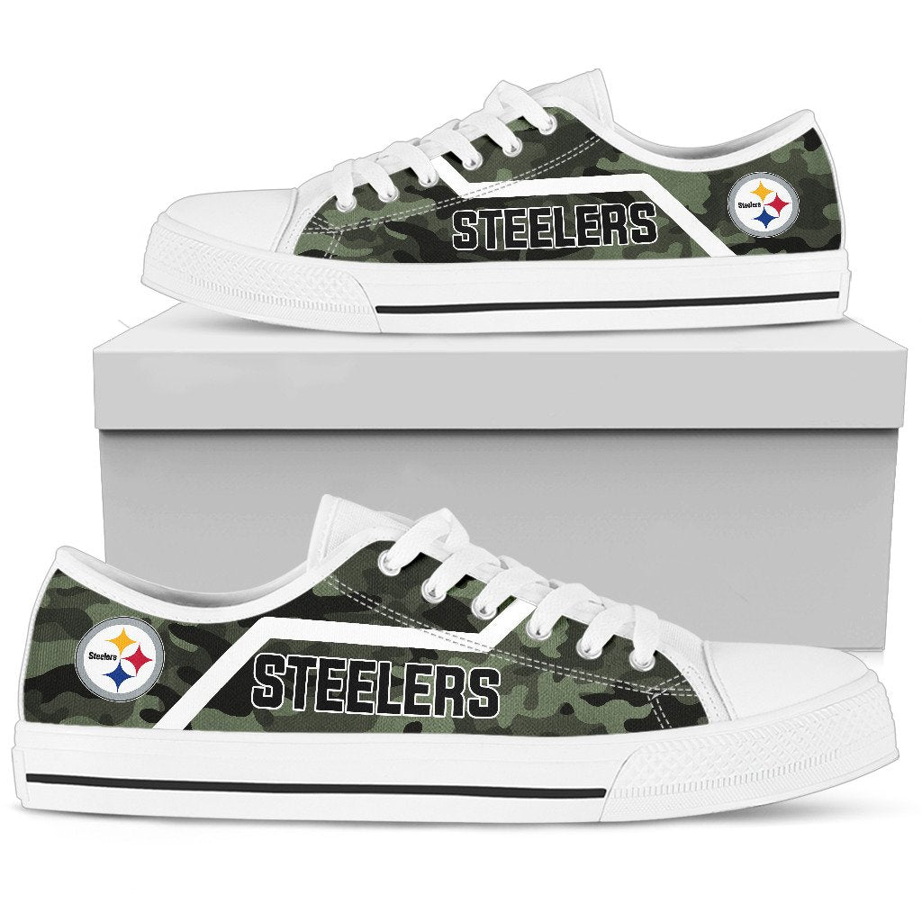 Camo Pittsburgh Steelers Logo Low Top Shoes