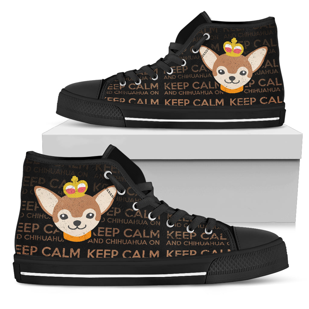 Keep Calm And Chihuahua On High Top Shoes