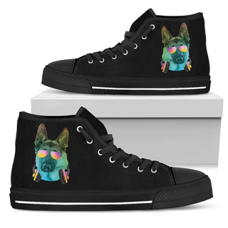 Dj Music Headphone Dog German Shepherd High Top Shoes