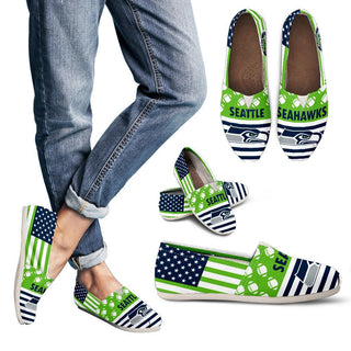 Proud of American Flag Seattle Seahawks Casual Shoes