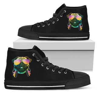 Dj Music Headphone Dog Pug High Top Shoes