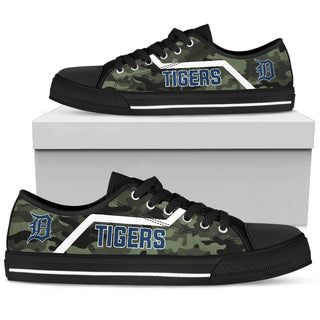 Camo Detroit Tigers Logo Low Top Shoes