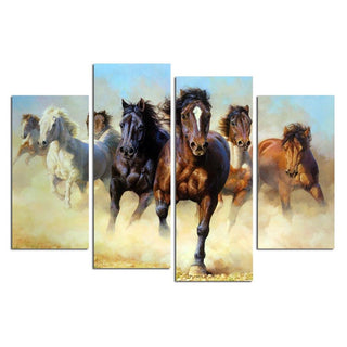 Horses Running Print Canvas Modern Wall Art Pictures 4 Panels Unframed