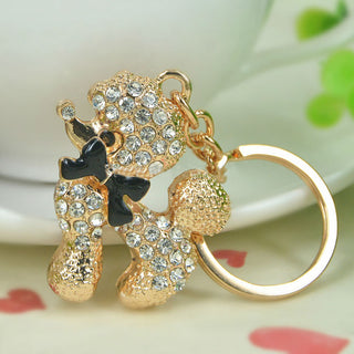 Poodle Dog Rhinestone Crystal Keychains