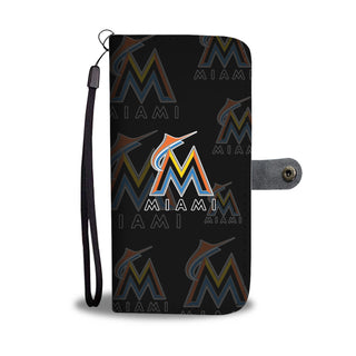 Miami Marlins Logo Background Wallet Phone Cases