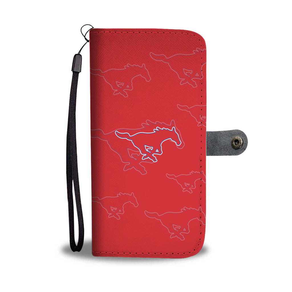 SMU Mustangs Logo Background Wallet Phone Cases