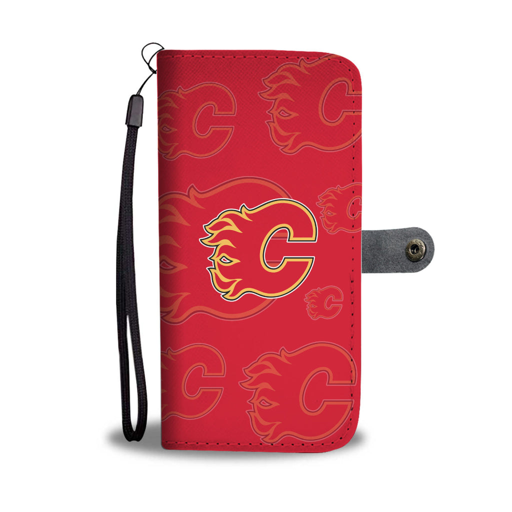 Calgary Flames Logo Background Wallet Phone Cases