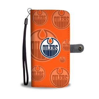 Edmonton Oilers Logo Background Wallet Phone Cases