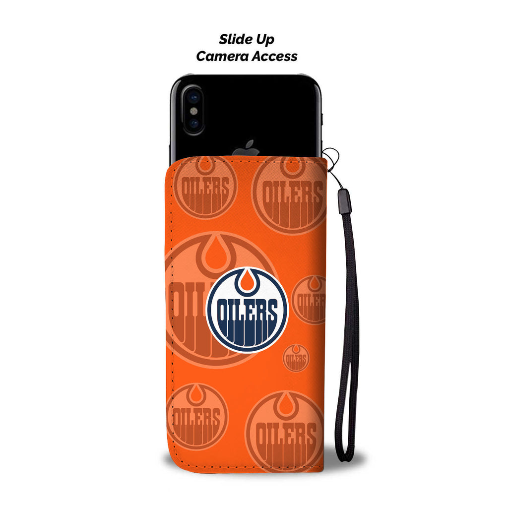 Edmonton Oilers Logo Background Wallet Phone Cases