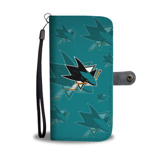 San Jose Sharks Logo Background Wallet Phone Cases