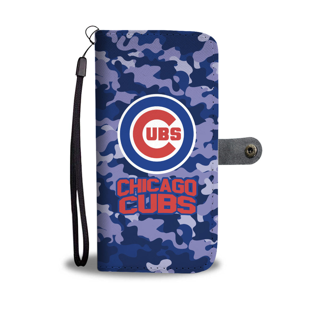 Gorgeous Camo Pattern Chicago Cubs Wallet Phone Cases