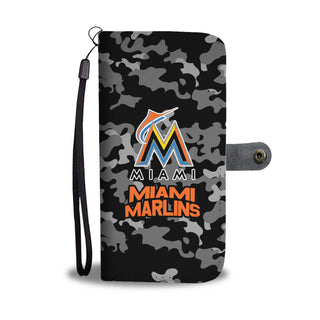 Gorgeous Camo Pattern Miami Marlins Wallet Phone Cases