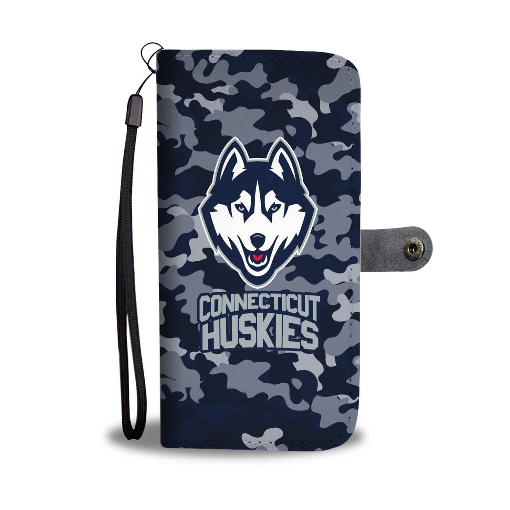 Gorgeous Camo Pattern Connecticut Huskies Wallet Phone Cases