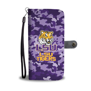 Gorgeous Camo Pattern LSU Tigers Wallet Phone Cases