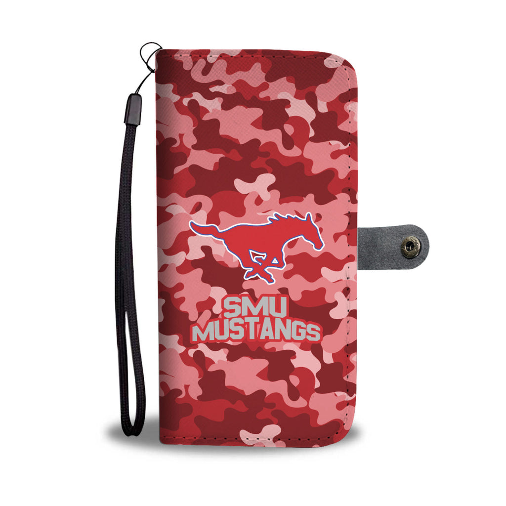Gorgeous Camo Pattern SMU Mustangs Wallet Phone Cases
