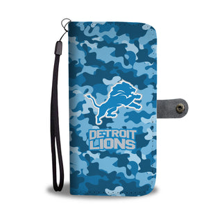 Gorgeous Camo Pattern Detroit Lions Wallet Phone Cases