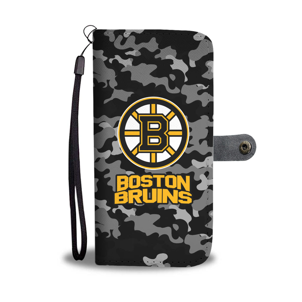 Gorgeous Camo Pattern Boston Bruins Wallet Phone Cases