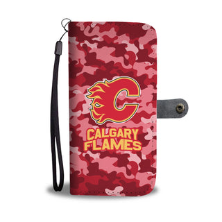 Gorgeous Camo Pattern Calgary Flames Wallet Phone Cases