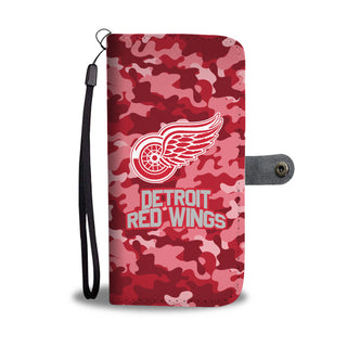 Gorgeous Camo Pattern Detroit Red Wings Wallet Phone Cases