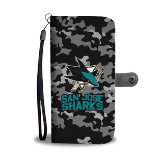 Gorgeous Camo Pattern San Jose Sharks Wallet Phone Cases