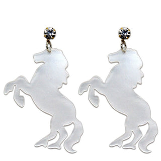 Clear Acrylic Horse Big Dangle Earrings