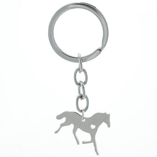 Stainless Steel Cute Horse Heart  Keychains