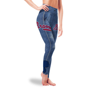 Amazing Blue Jeans Atlanta Braves Leggings