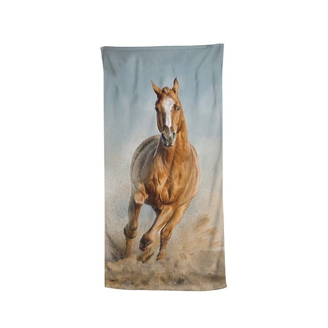 Horse Herd Grazing Running Towels