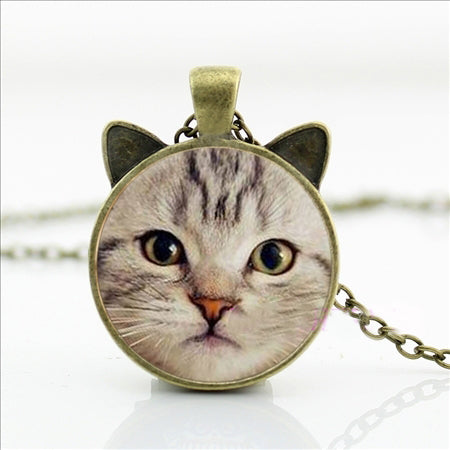 Cat Lover Glass Cabochon Necklaces