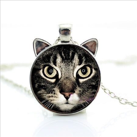 Cat Lover Glass Cabochon Necklaces