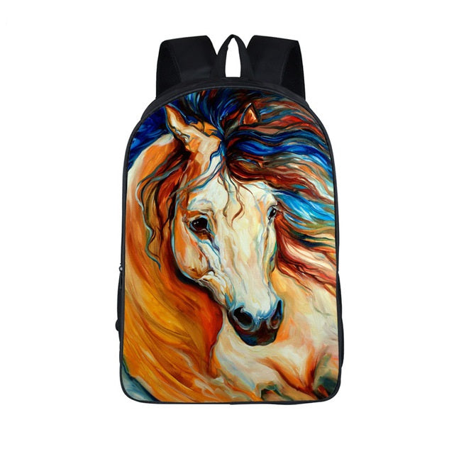 Oil Painting War Horse Backpacks