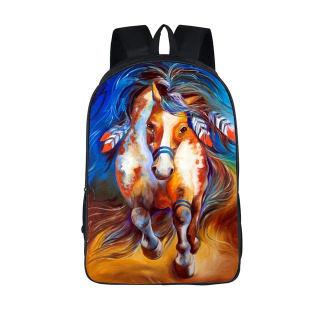 Oil Painting War Horse Backpacks