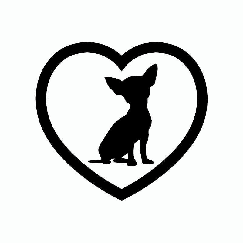 Cute Chihuahua Heart Dog Sitdown Stickers