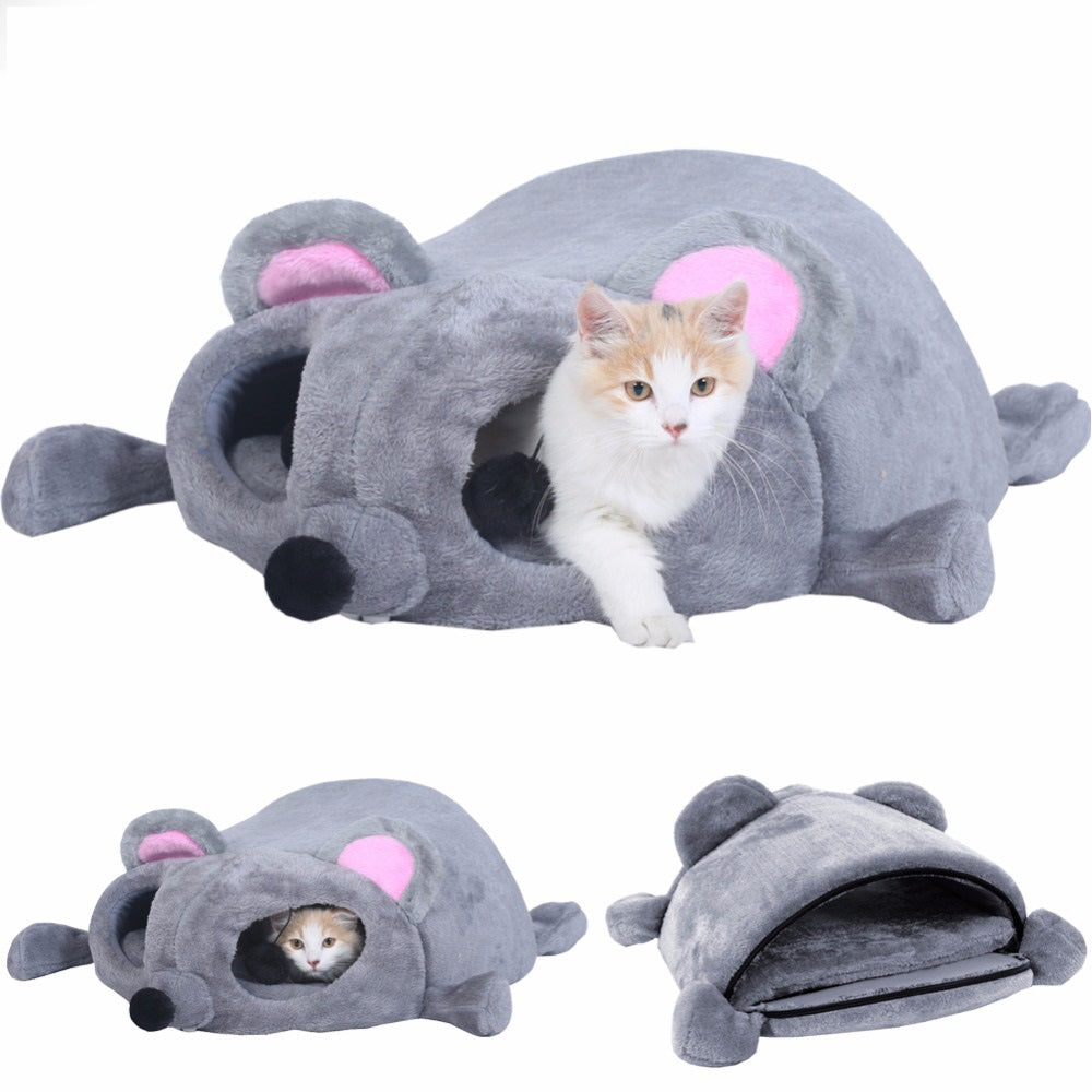 Cat Bed Gray Mouse Shaped Soft Beds And Mats