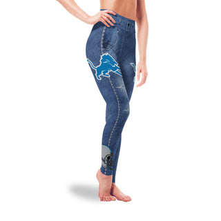 Amazing Blue Jeans Detroit Lions Leggings