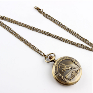 Antique Bronze Knight Ride Horse Quartz Pocket Watch Necklaces